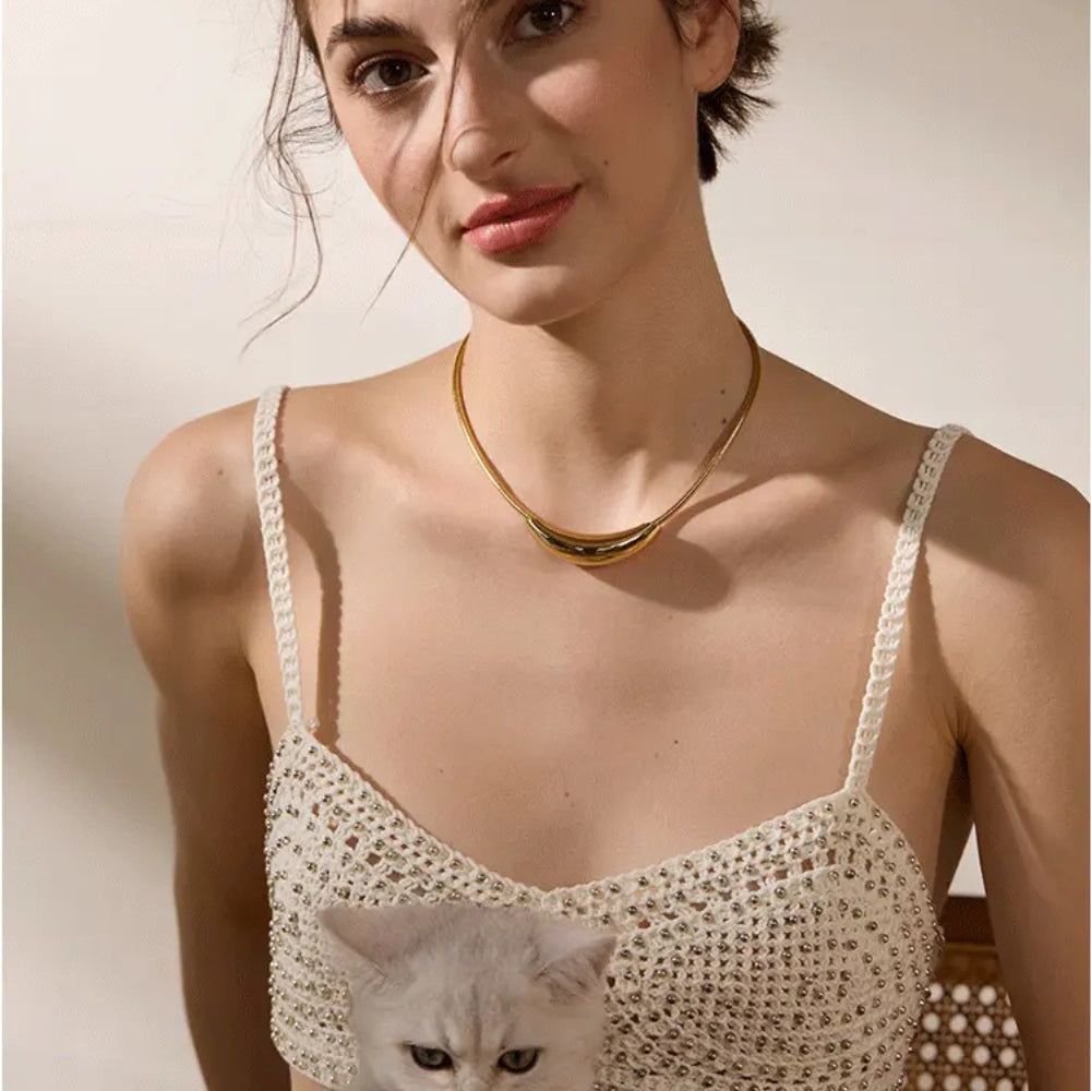 The Kenkó Necklace, 18K Gold Plated Stainless Steel with Emerald Pendant | The OÓ Jewels
