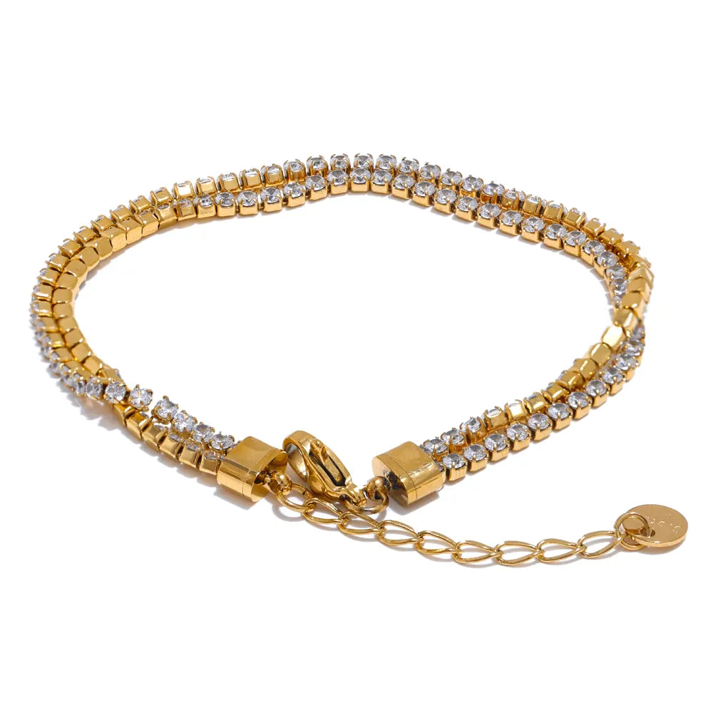 The Taffoú Bracelet | 18K Gold Plated Stainless Steel with Zircon in Geometric Design | The OÓ Jewels